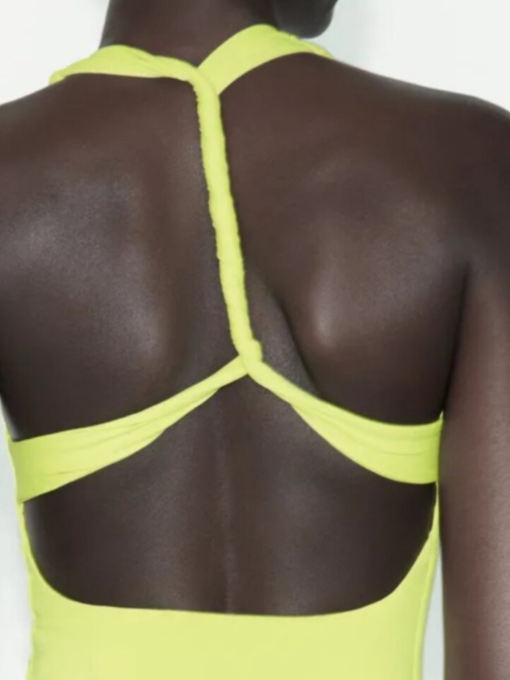 NEW! Zara Neon Lime Halter V-Neck Bodysuit - Picture 3 of 6